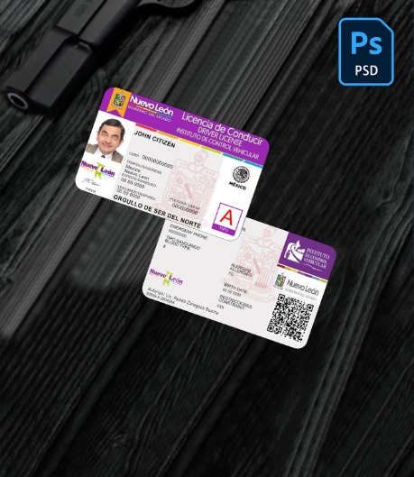 Mexico Nuevo Leon driving license PSD